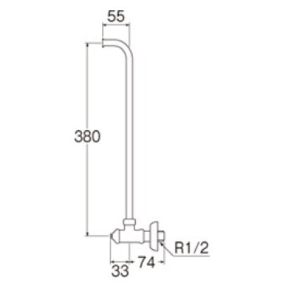 画像2: 水栓金具 三栄水栓　V223JD-13　止水栓 バルブ アングル形止水栓 D式L管止水栓