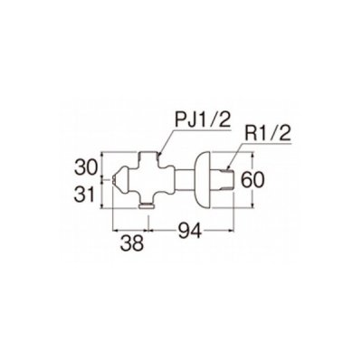 画像2: 水栓金具 三栄水栓　V225ADK-2X2-13　寒冷地 D式止水栓本体