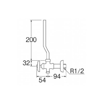 画像2: 水栓金具 三栄水栓　V225AK-2-13　寒冷地 アングル止水栓 共用形