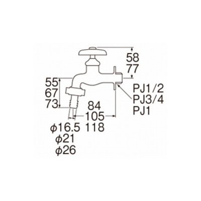 画像2: 水栓金具 三栄水栓　Y30JK-13　寒冷地 カップリング横水栓