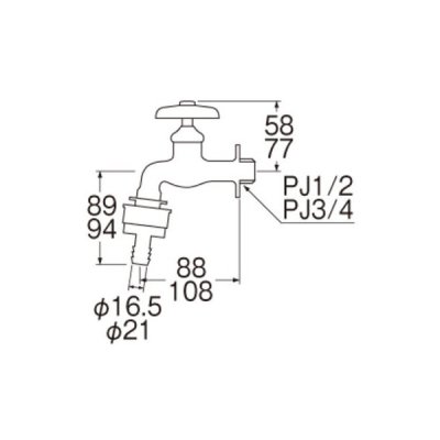 画像2: 水栓金具 三栄水栓　Y31V-13　単水栓 横水栓 ホーム水栓 自動接手横水栓