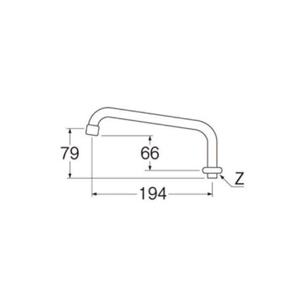 水栓部材 三栄水栓 PA23J-60X-16 水栓部品 水栓パイプ：上向き 腰高上向パイプ [] - まいどDIY