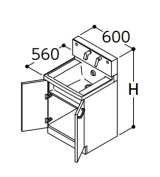 画像: TOTO 洗面化粧台 【LDSWB060AAGEN1A】 サクア 2枚扉タイプ 間口600 洗面ボウル高さ750 扉カラーホワイト 受注生産品 [♪■§]