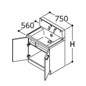 画像: TOTO 洗面化粧台 【LDSWB075AAGEN1A】 サクア 2枚扉タイプ 間口750 洗面ボウル高さ750 扉カラーホワイト 受注生産品 [♪■§]