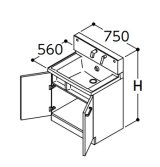 画像: TOTO 洗面化粧台 【LDSWB075AAGJN1A】 サクア 2枚扉タイプ きれい除菌水 間口750 洗面ボウル高さ750 扉カラーホワイト 受注生産品 [♪■§]