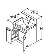 画像: TOTO 洗面化粧台 【LDSWB075CJGEN1A】 サクア 片引き出しタイプ(内引き出し付) 間口750 洗面ボウル高さ850 扉カラーホワイト 受注生産品 [♪■§]