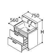 画像: TOTO 洗面化粧台 【LDSWB075BCGEN1A】 サクア 2段引き出しタイプ 間口750 洗面ボウル高さ800 扉カラーホワイト [♪■]