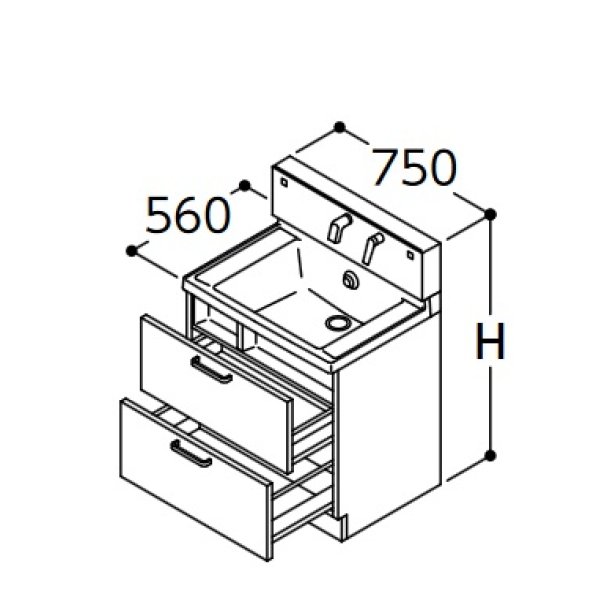 画像1: TOTO 洗面化粧台 【LDSWB075BCGEN1A】 サクア 2段引き出しタイプ 間口750 洗面ボウル高さ800 扉カラーホワイト [♪■] (1)