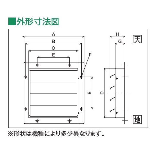 画像2: テラル　PS-14C　風圧式シャッター 鋼板製 適用圧力扇羽根径35cmブレード4枚 圧力扇オプション [♪◇] (2)