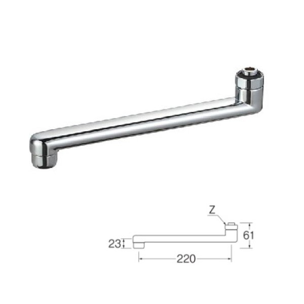 画像1: 水栓金具 三栄水栓　PA1110-60X2-16　角吐水口 水栓パイプ 下向き (1)