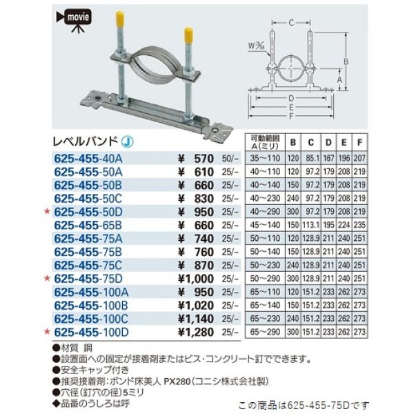 画像2: 水栓金具 カクダイ　625-455-75D　レベルバンド [□] (2)