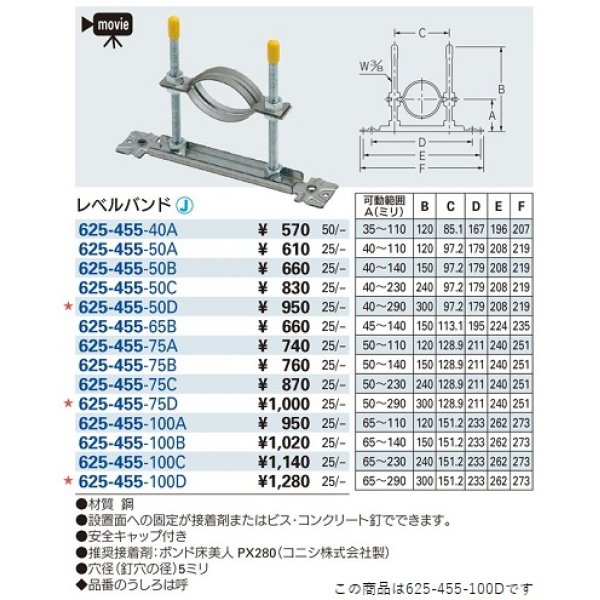 画像2: 水栓金具 カクダイ　625-455-100D　レベルバンド [□] (2)