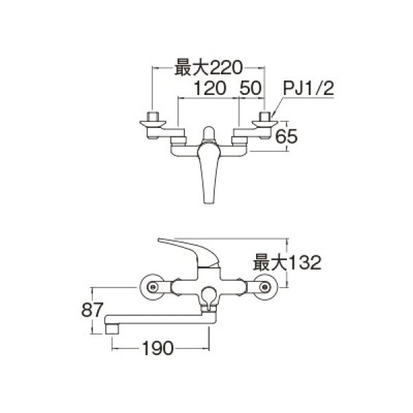 画像2: 水栓金具 三栄水栓　SK170S5K-13　シングルシャワー混合栓 バスルーム用 節水水栓 寒冷地用 (2)