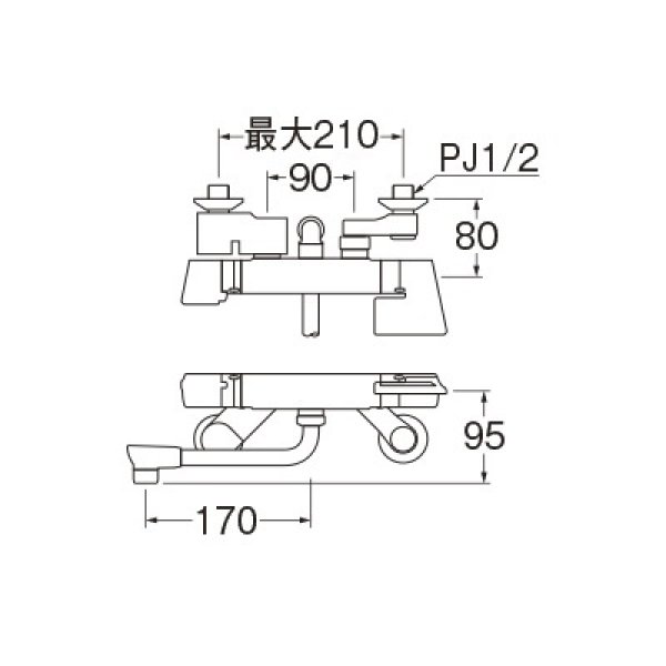 画像2: 水栓金具 三栄水栓　SK181ADK-13　壁付サーモシャワー混合栓 バスルーム用 節水水栓 寒冷地用 (2)