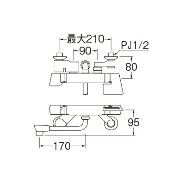 画像2: 水栓金具 三栄水栓　SK181ADCT5K-13　壁付サーモシャワー混合栓 バスルーム用 節水水栓 寒冷地用 (2)