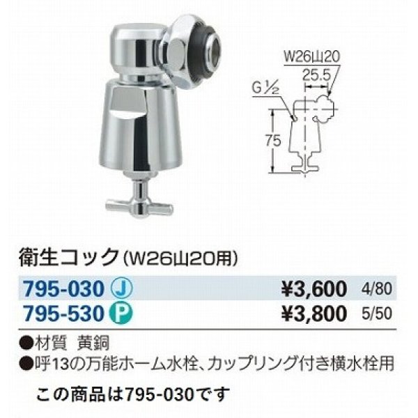 画像2: 水栓金具 カクダイ　795-030　水栓本体部品 衛生水栓先端金具 衛生コック(W26山20用) [□] (2)