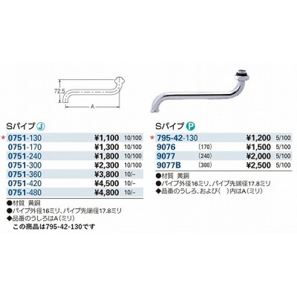 画像3: 水栓金具 カクダイ　795-42-130　水栓先端部品 Sパイプ 長130 ネオパック [□] (3)