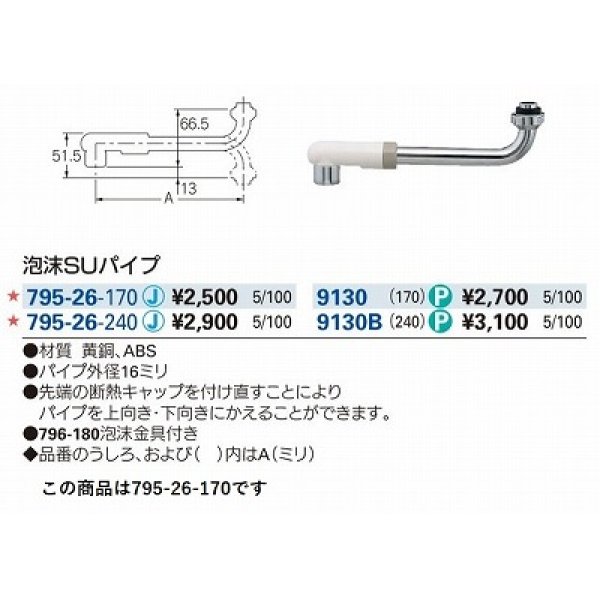 画像2: 水栓金具 カクダイ　795-26-170　水栓先端部品 泡沫SUパイプ [□] (2)