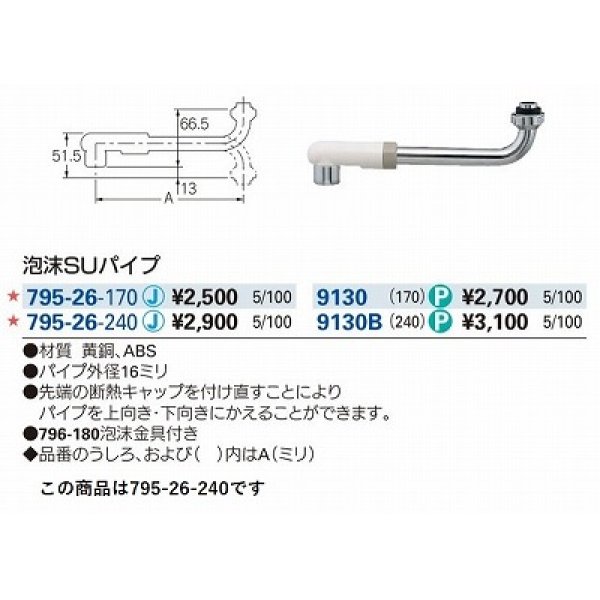 画像2: 水栓金具 カクダイ　795-26-240　水栓先端部品 泡沫SUパイプ [□] (2)