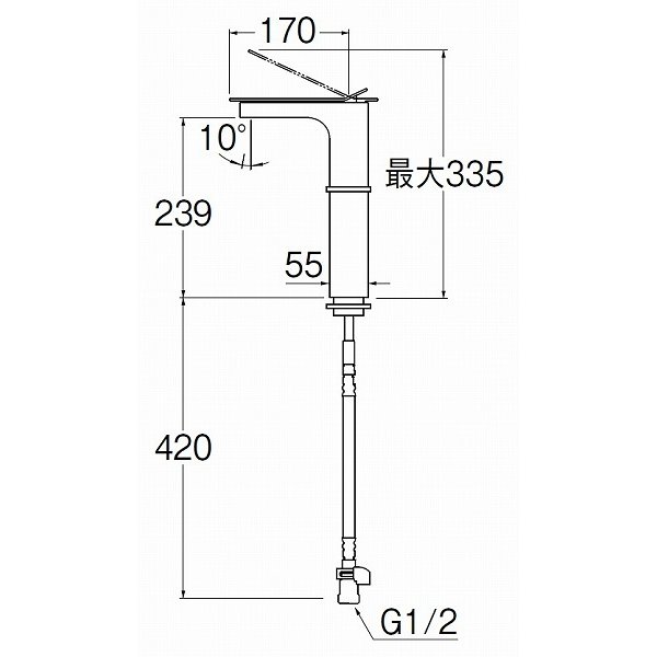 画像2: 水栓金具 三栄水栓　K4731NJK-2T-SJP1-13　ワンホールシングルレバー式 シングルワンホール混合栓 洗面所用 寒冷地用 琥珀 (2)