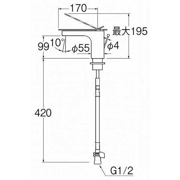 画像2: 水栓金具 三栄水栓　K4731PJV-SJP1-13　ワンホールシングルレバー式 シングルワンホール混合栓 洗面所用 琥珀 (2)