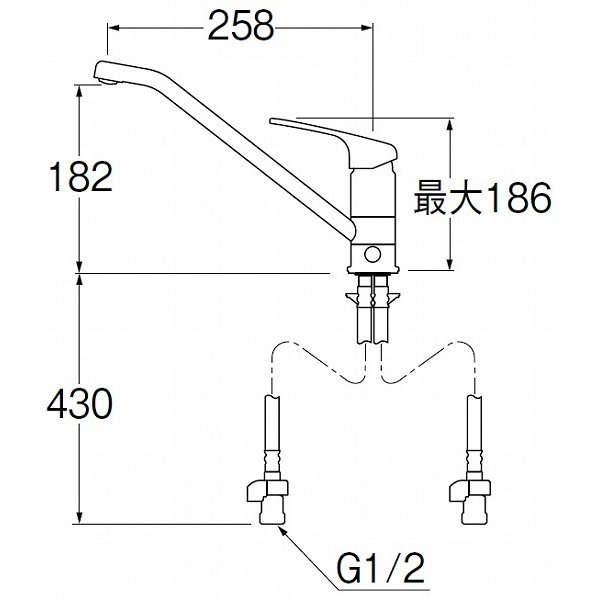 画像2: 水栓金具 三栄水栓　K87111EBJK-13　ワンホールシングルレバー式 シングルワンホール分岐混合栓 キッチン用 寒冷地用 (2)