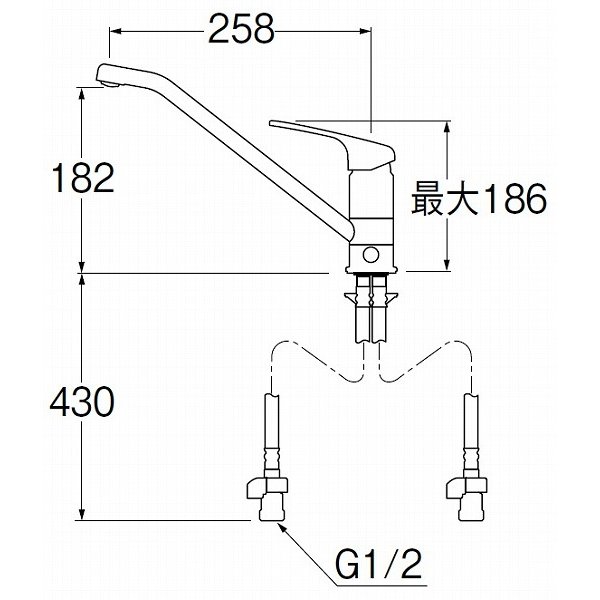 画像2: 水栓金具 三栄水栓　K87111EBTJV-13　ワンホールシングルレバー式 シングルワンホール分岐混合栓 キッチン用 (2)