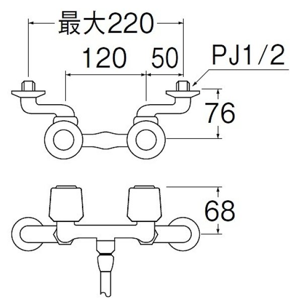 水栓金具 三栄水栓 SK110-W-13 壁付ツーバルブ ツーバルブシャワー混合