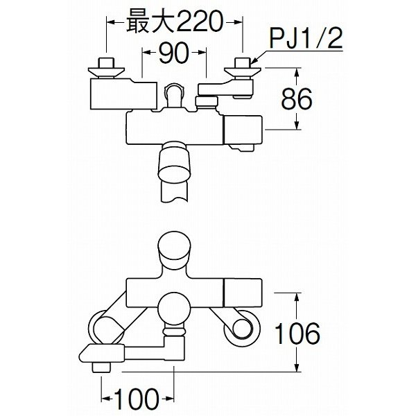 画像2: 水栓金具 三栄水栓　SK18070-W-13　壁付サーモスタット式 サーモシャワー混合栓 自閉式 バスルーム用 (2)