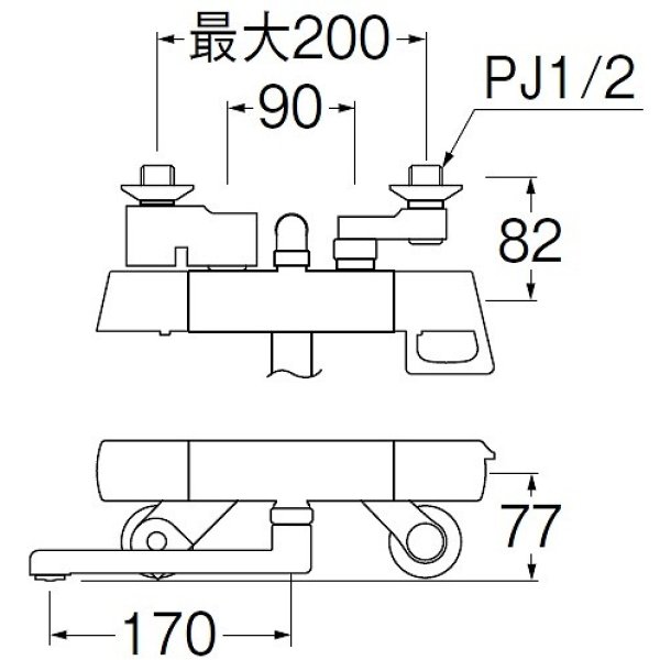 画像2: 水栓金具 三栄水栓　SK18141-T5L17　壁付サーモスタット式 サーモシャワー混合栓 バスルーム用 (2)