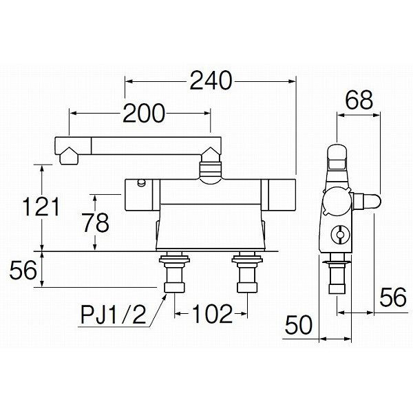 画像2: 水栓金具 三栄水栓　SK7851-1-S9L20D　台付サーモスタット式 サーモデッキシャワー混合栓 バスルーム用 (2)