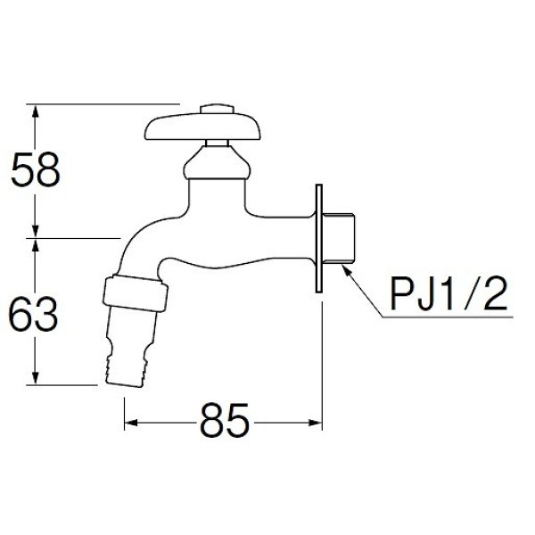 画像2: 水栓金具 三栄水栓　Y306V-13　単水栓 散水用横水栓 (2)