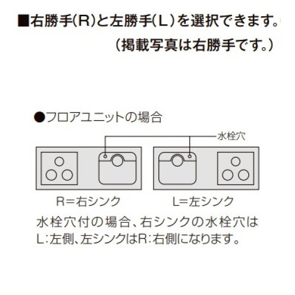 画像4: サンウェーブ/LIXIL　GK(F・W)-U-250W(L・R)B　取り替えキッチン GKシリーズ フロアユニット ラウンド68シンク 水栓穴付 間口250cm ※受注生産 [♪§△] (4)