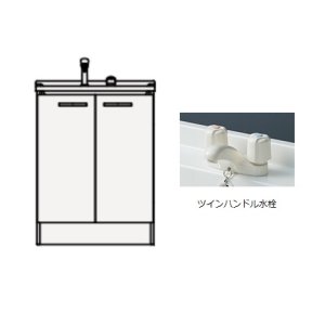 画像: クリナップ　BGAL60TNTWWJTS　洗面化粧台 BGAシリーズ 間口60cm 開きタイプ ツインハンドル水栓 スタンダード モノホワイト [♪△]