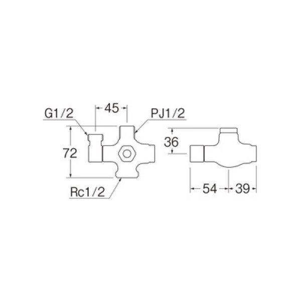 画像2: 水栓金具 三栄水栓　V2221LA-X3-13　分岐止水栓本体 [共用形] (2)