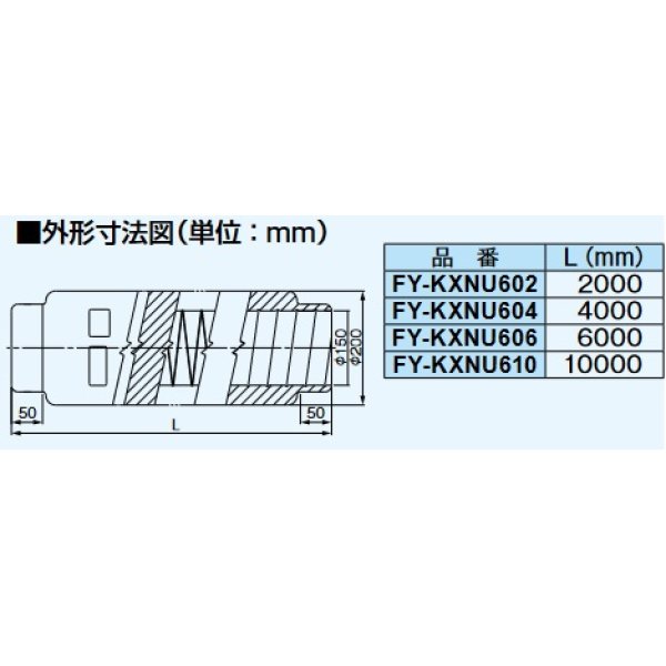 画像2: パナソニック　FY-KXNU602　換気扇 次亜塩素酸対応 不燃チューブφ150 φ150×2m [♪◇] (2)