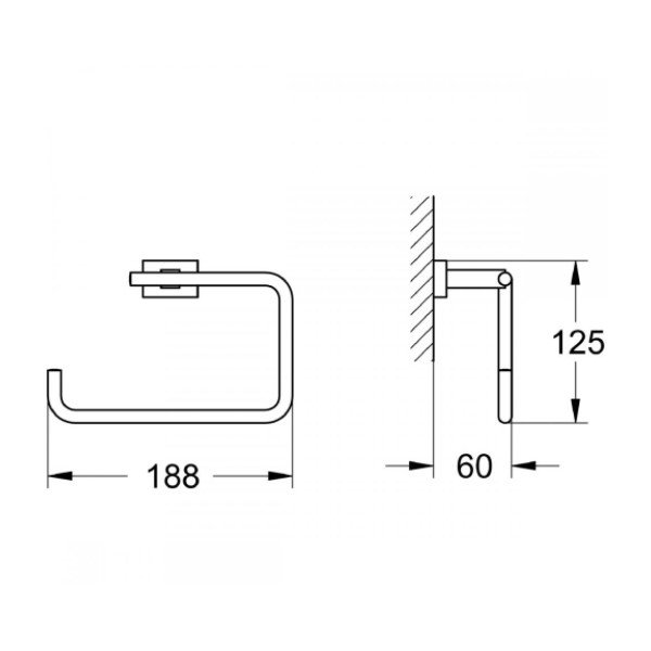 画像2: グローエ　40510001　アクセサリー エッセンシャルキューブ タオルリング クローム [■] (2)