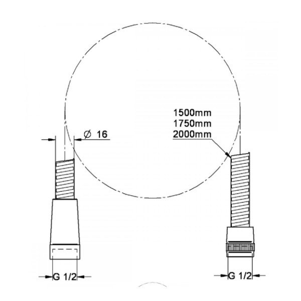 画像2: グローエ　2841000J　シャワー＆シャワーシステム シャワーパーツ メタフレックスシャワーホース 1750mm クローム [■] (2)