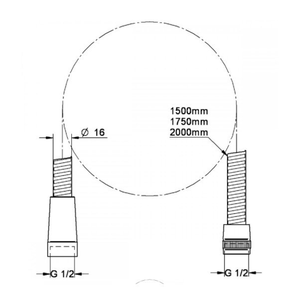 画像2: グローエ　2841300J　シャワー＆シャワーシステム シャワーパーツ メタフレックスシャワーホース 2000mm クローム [■] (2)