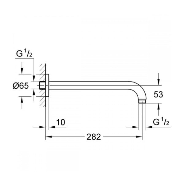 画像2: グローエ　28576000　シャワー＆シャワーシステム ヘッドシャワー モダン シャワーアーム 282mm クローム [■] (2)