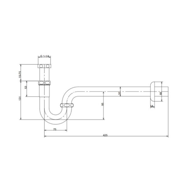 画像2: グローエ　JP190700　パーツ Pトラップ 1 1/4” トラップ寸法425mm クローム [■] (2)