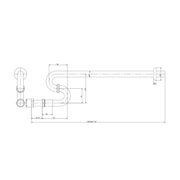 画像2: グローエ　JP190600　パーツ Sトラップ 1 1/4” トラップ寸法640mm テールピース付 クローム [■] (2)