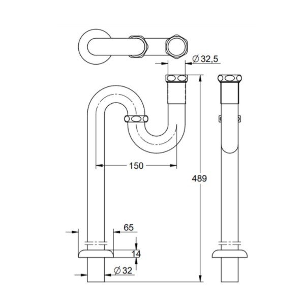 画像2: グローエ　28922000　パーツ Sトラップ 1 1/4” トラップ寸法489mm クローム [■] (2)