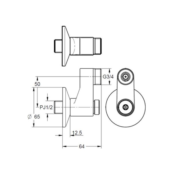 画像2: グローエ　JP602701　パーツ インレット 1/2” 偏心寸法±50mm クローム [■] (2)