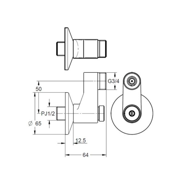 画像2: グローエ　JP602800　パーツ インレット 1/2” 偏心寸法±50mm 寒冷地 クローム [■] (2)