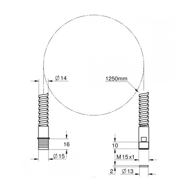 画像2: グローエ　46104000　パーツ メタルシャワーホース 700mm M15×1×1/2” 洗面用 [■] (2)