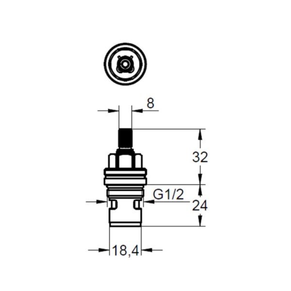 画像2: グローエ　45883000　パーツ カーボジュールセラミックヘッドパーツ サイズ1/2” 90°右回転開栓 [■] (2)