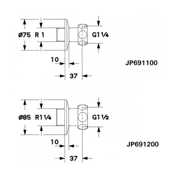 グローエ JP691200 パーツ 袋ナット付インレット サイズ 1 1/4