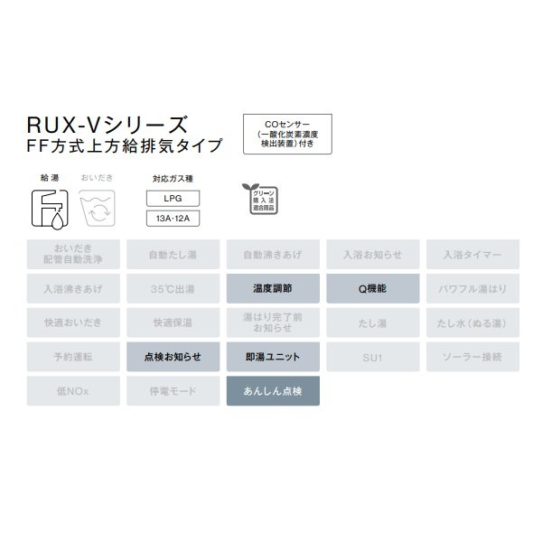 画像2: リンナイ 【RUX-V2005SFFUA(A) 都市ガス用】 ガス給湯専用機 20号 音声ナビ F F方式・屋内壁掛型 20A [■] (2)