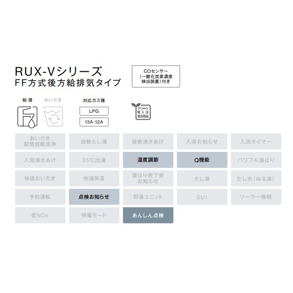 画像2: リンナイ 【RUX-V1605SFFBA(A)-E 都市ガス用】 ガス給湯専用機 16号 音声ナビ F F方式・屋内壁掛型 20A [■] (2)